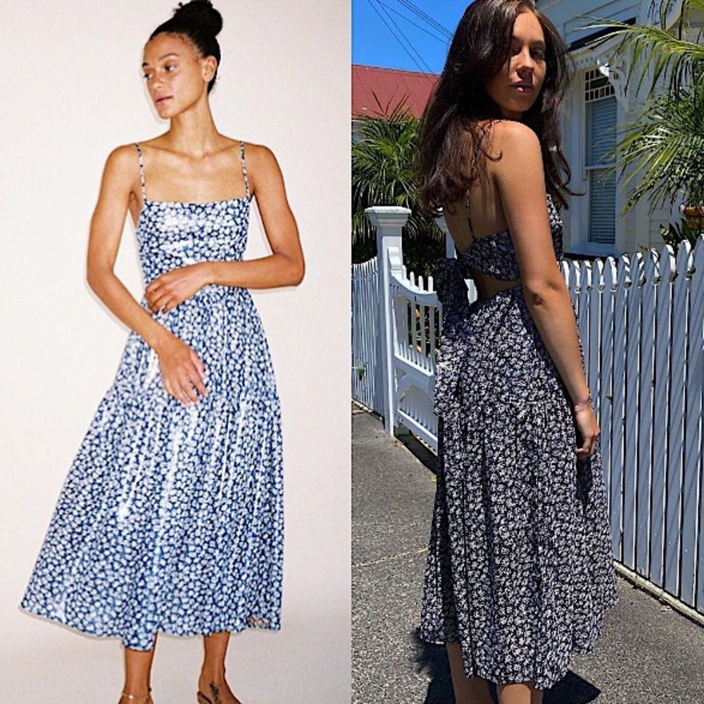 Ciao Lucia Blue Floral Midi Dress